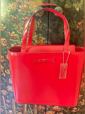 Red Women’s Tote Bag with Bow Accent